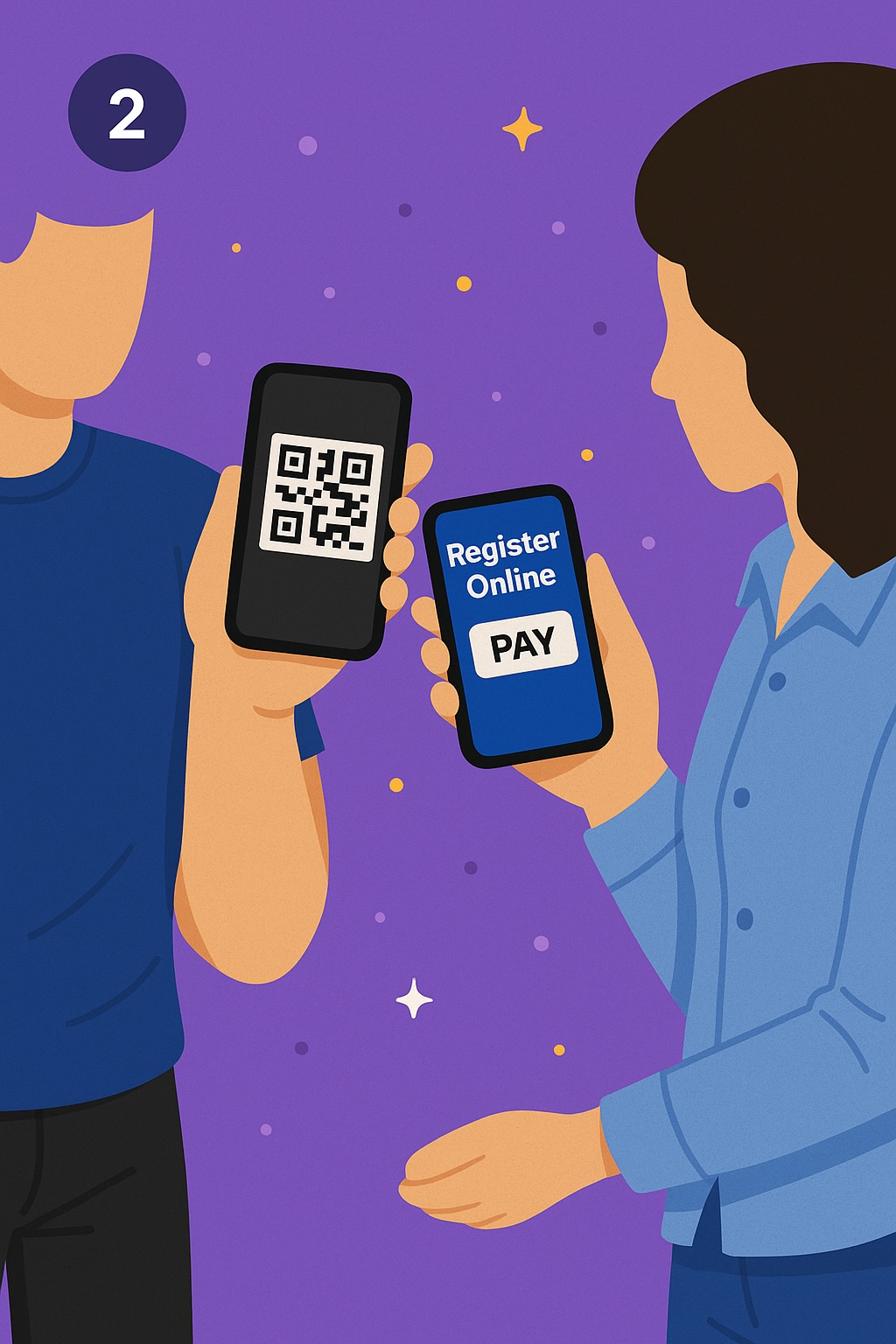 Person scanning QR code to register for a class